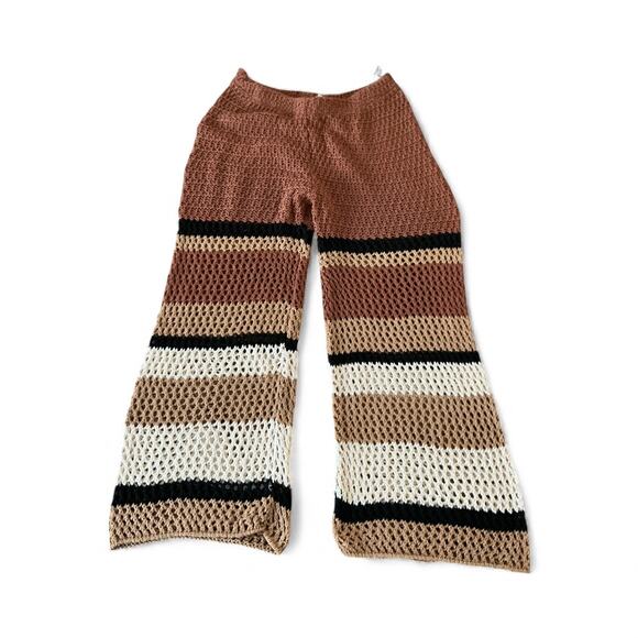Zara Crochet Striped Flared Pants | Medium - Picture 1 of 5